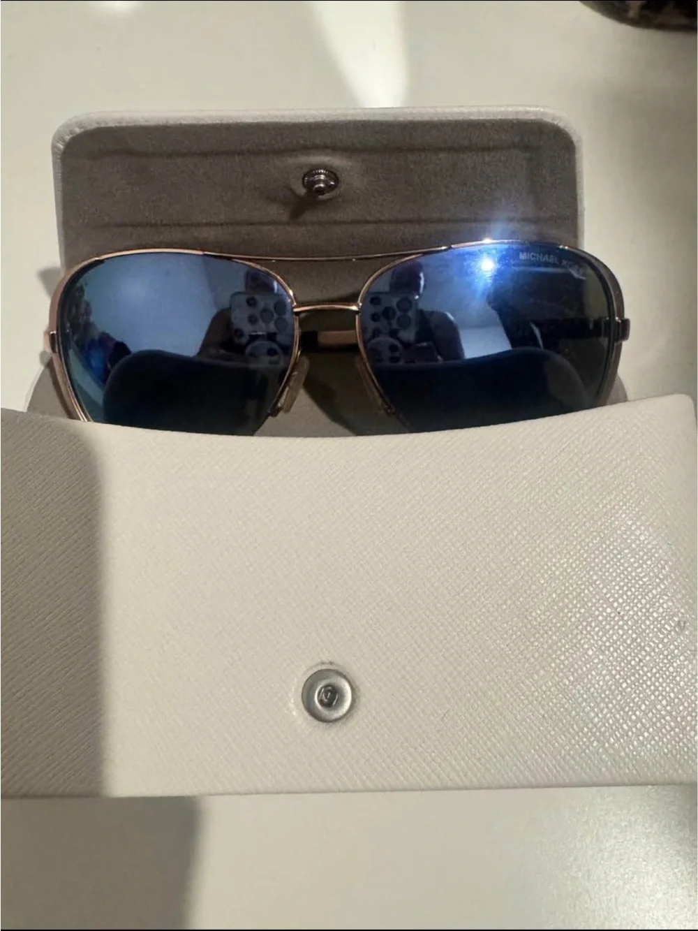 Michael Kors Sunglasses and White Leather Logo Eyewear Case